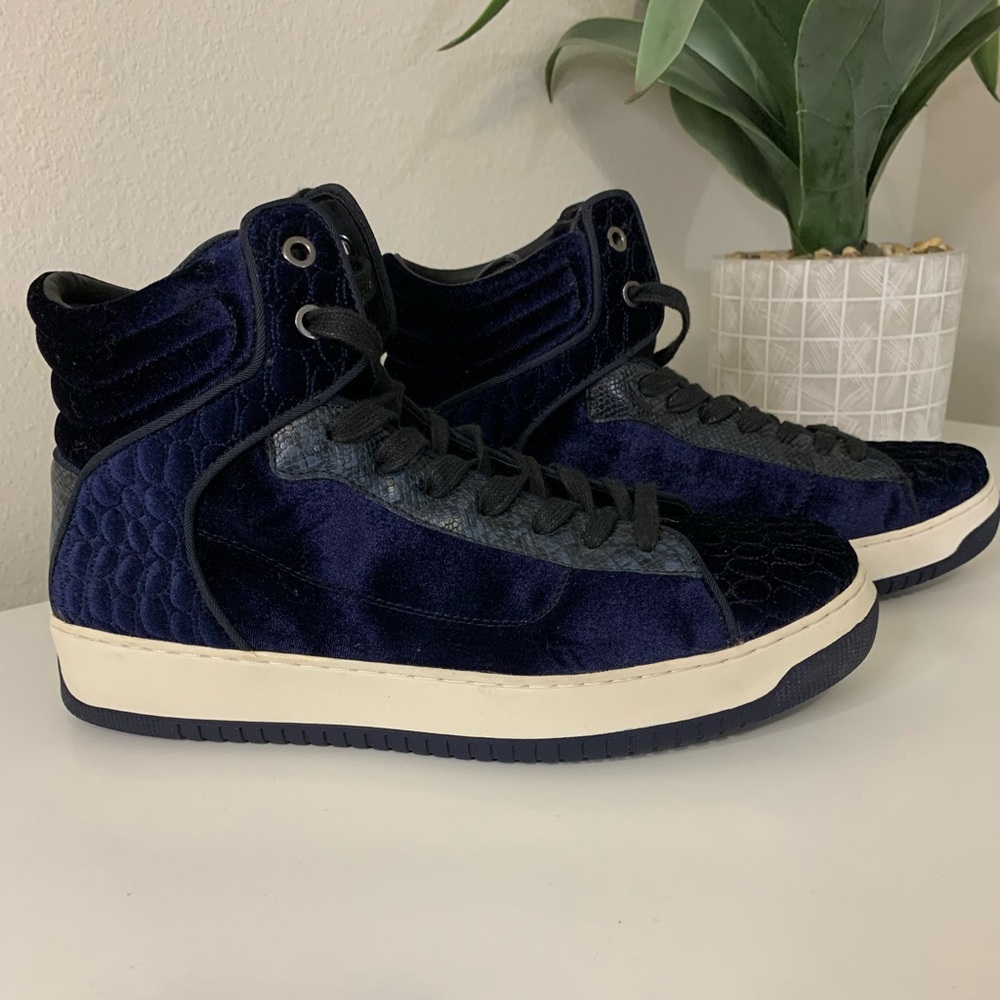 Zara Blue Velvet High Top Sneakers
